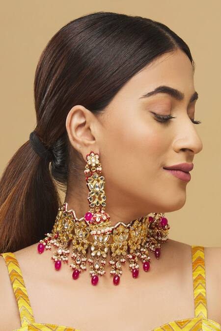 Posh By Rathore Floral Kundan Choker Set  