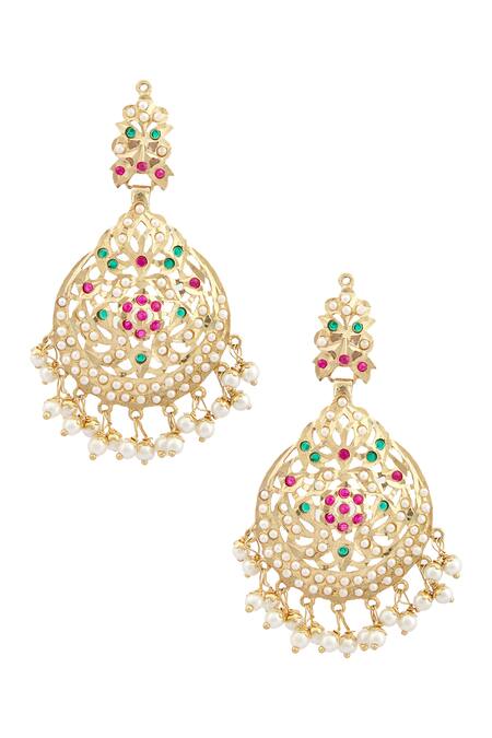 Shop Moh-Maya By Disha Khatri Gold Plated Pearls Jadau Pendant Choker Set Online at Aza Fashions Shop_Moh-Maya By Disha Khatri_Gold Plated Pearls Jadau Pendant Choker Set _Online_at_Aza_Fashions
