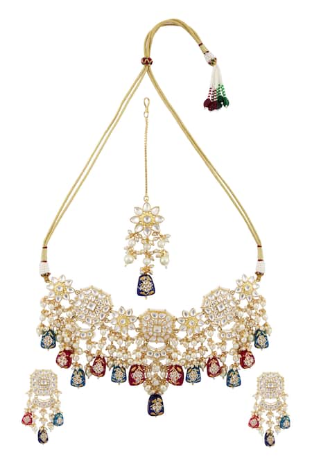 Moh-Maya By Disha Khatri Kundan Meenakari Choker Set 