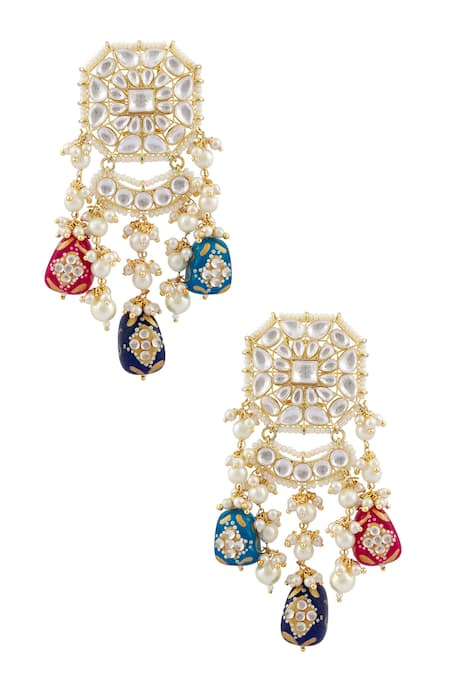 Shop Moh-Maya By Disha Khatri Gold Plated Pearls, Stones Kundan Meenakari Choker Set Online at Aza Fashions Shop_Moh-Maya By Disha Khatri_Gold Plated Pearls, Stones Kundan Meenakari Choker Set _Online_at_Aza_Fashions