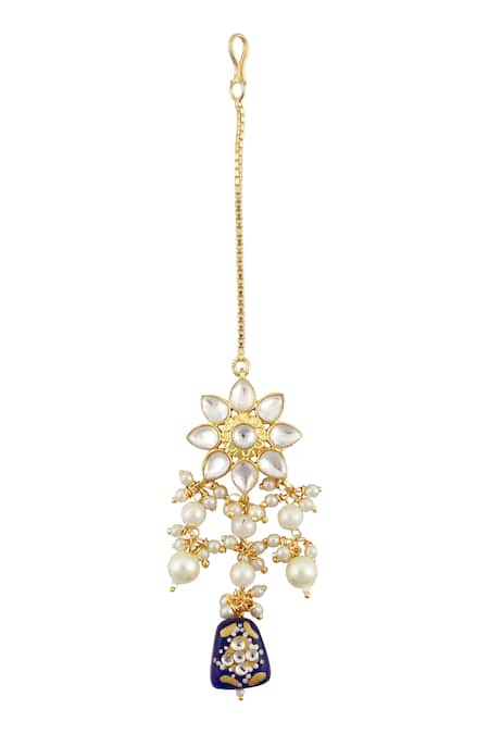 Moh-Maya By Disha Khatri Gold Plated Pearls, Stones Kundan Meenakari Choker Set at Aza Fashions Moh-Maya By Disha Khatri_Gold Plated Pearls, Stones Kundan Meenakari Choker Set _at_Aza_Fashions