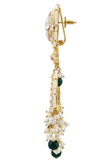 Moh-Maya By Disha Khatri Gold Plated Pearls, Beads, Embroidery Kundan Pendant Necklace Set at Aza Fashions Moh-Maya By Disha Khatri_Gold Plated Pearls, Beads, Embroidery Kundan Pendant Necklace Set _at_Aza_Fashions