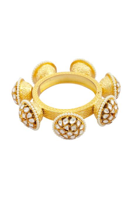 Moh-Maya By Disha Khatri_Gold Plated Kundan Kada Bangle_Online_at_Aza_Fashions