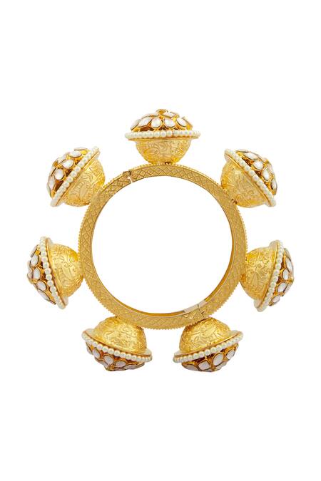 Buy_Moh-Maya By Disha Khatri_Gold Plated Kundan Kada Bangle_Online_at_Aza_Fashions
