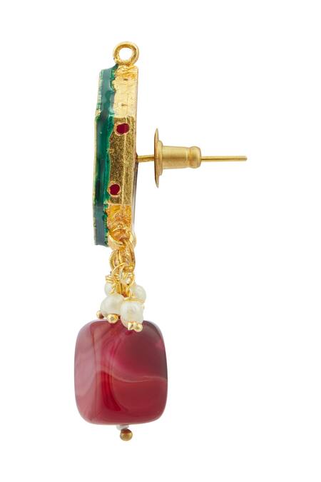 Just Shradhas Gold Plated Beads Kundan Floral Pendant Necklace Set at Aza Fashions Just Shradhas_Gold Plated Beads Kundan Floral Pendant Necklace Set _at_Aza_Fashions