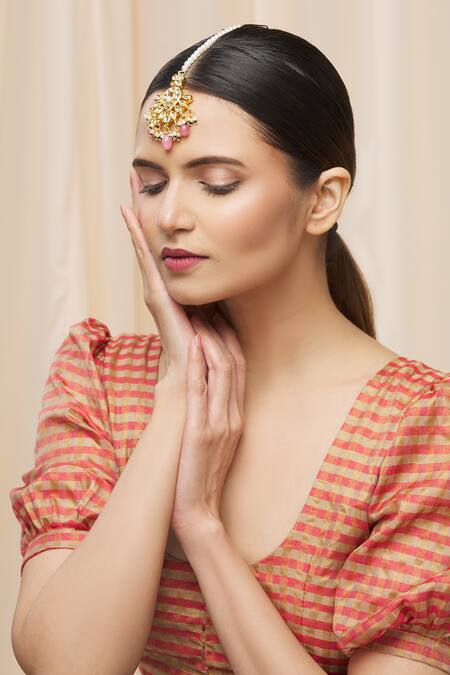 Buy Just Shradhas Gold Plated Kundan Bead Drop Maangtikka Online at Aza Fashions Buy_Just Shradhas_Gold Plated Kundan Bead Drop Maangtikka _Online_at_Aza_Fashions