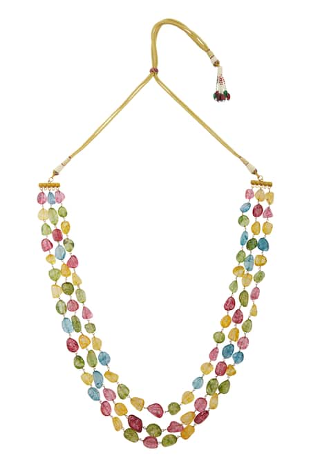 Shop Just Shradhas Gold Plated Kundan Layered Necklace at Aza Fashions Shop_Just Shradhas_Gold Plated Kundan Layered Necklace _at_Aza_Fashions