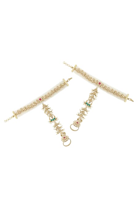 Moh-Maya By Disha Khatri Kundan Hathphools Set of 2 