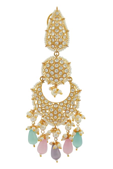 Shop Moh-Maya By Disha Khatri Gold Plated Kundan Tiered Chandbalis Online at Aza Fashions Shop_Moh-Maya By Disha Khatri_Gold Plated Kundan Tiered Chandbalis _Online_at_Aza_Fashions