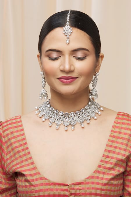 Moh-Maya By Disha Khatri Gold Plated Stones, Beads Choker Set Online at Aza Fashions Moh-Maya By Disha Khatri_Gold Plated Stones, Beads Choker Set _Online_at_Aza_Fashions