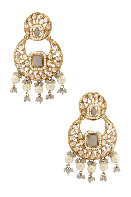 Shop Moh-Maya By Disha Khatri Gold Plated Stones, Beads Drop Choker Set Online at Aza Fashions Shop_Moh-Maya By Disha Khatri_Gold Plated Stones, Beads Drop Choker Set _Online_at_Aza_Fashions