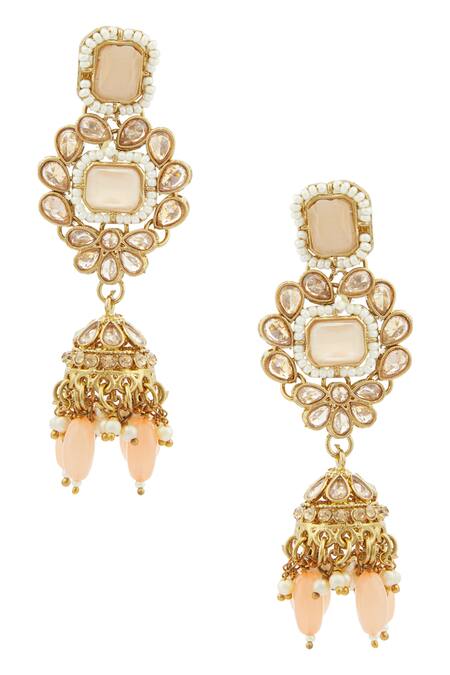 Shop Moh-Maya By Disha Khatri Gold Plated Stones, Beads Drop Choker Set Online at Aza Fashions Shop_Moh-Maya By Disha Khatri_Gold Plated Stones, Beads Drop Choker Set _Online_at_Aza_Fashions