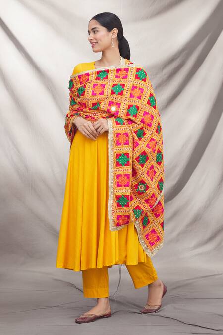 Samyukta Singhania Multi Color Phulkari Embroidered Dupatta