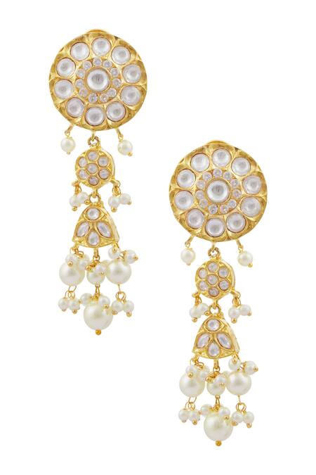 Buy_Zevar By Geeta_Gold Plated Pearls, Stones Kundan Choker Set _Online_at_Aza_Fashions