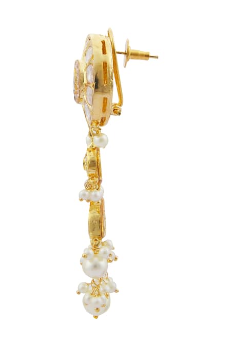 Zevar By Geeta_Gold Plated Pearls, Stones Kundan Choker Set _at_Aza_Fashions