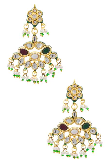 Shop_Zevar By Geeta_Multi Color Pearls, Diamonds, Stones Kundan Set_Online_at_Aza_Fashions