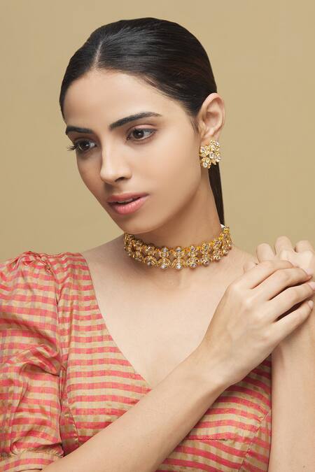 Buy 22kt Kundan Choker Set by Zevar by Geeta Online at Aza