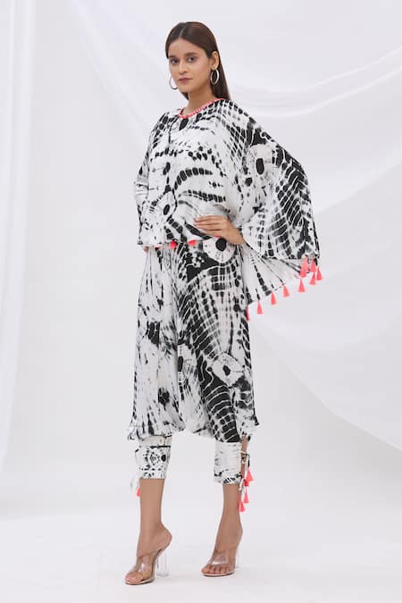 Surily G Black Satin Tie Dye Cropped Harem Pants