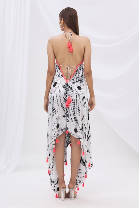 Surily G Tie Dye Backless Halter Dress 