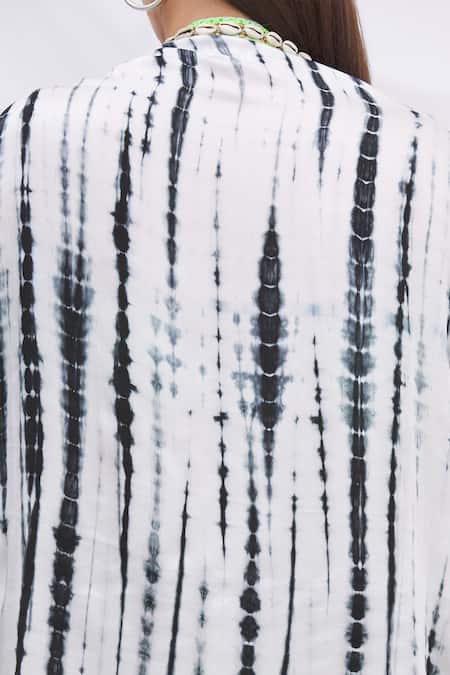 Surily G_Black Satin Tie Dye Cape Jacket_at_Aza_Fashions