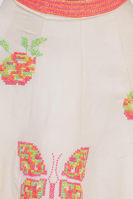 Shop_Surily G_White Dupion Silk Embroidered Panelled Lehenga_Online_at_Aza_Fashions