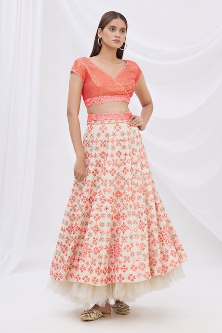 Surily G  Embroidered Layered Lehenga 