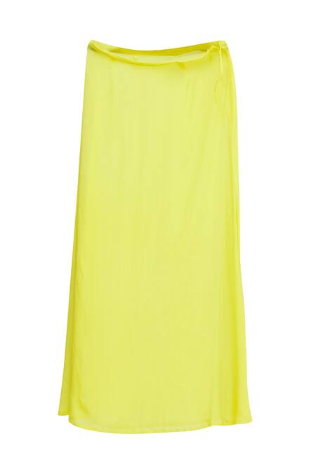 Shop_Surily G_Yellow Crepe, Georgette Embroidered Ruffle Saree _Online_at_Aza_Fashions