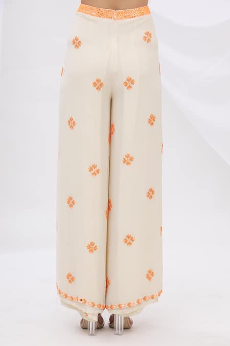 Buy Surily G White Crepe, Georgette Layered Flared Pants Online at Aza Fashions Buy_Surily G_White Crepe, Georgette Layered Flared Pants _Online_at_Aza_Fashions