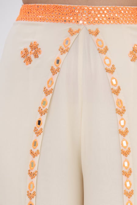 Shop Surily G White Crepe, Georgette Layered Flared Pants Online at Aza Fashions Shop_Surily G_White Crepe, Georgette Layered Flared Pants _Online_at_Aza_Fashions