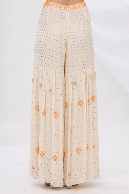 Shop_Surily G_White Crepe, Georgette Embellished Sharara Pants_Online_at_Aza_Fashions