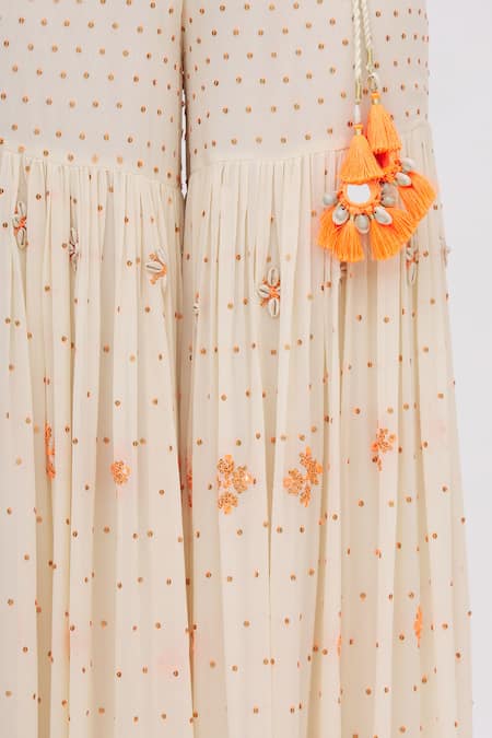 Surily G_White Crepe, Georgette Embellished Sharara Pants_at_Aza_Fashions