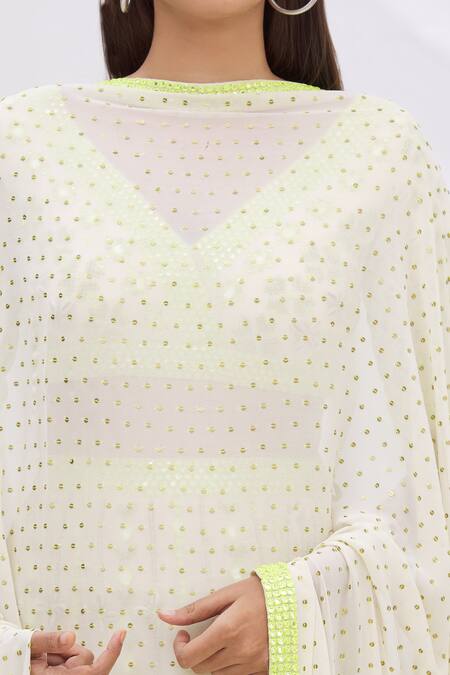 Shop Surily G White Crepe, Georgette Embroidered Frill Dupatta Online at Aza Fashions Shop_Surily G_White Crepe, Georgette Embroidered Frill Dupatta_Online_at_Aza_Fashions