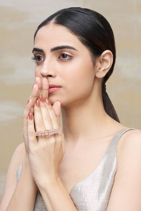 Buy Chaotiq By Arti Gold Plated Diamonds Handcrafted Two Finger Ring Online at Aza Fashions Buy_Chaotiq By Arti_Gold Plated Diamonds Handcrafted Two Finger Ring_Online_at_Aza_Fashions