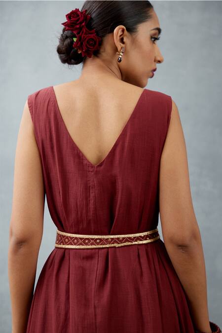 Buy_Torani_Red Gota Patti, Tassels Gulnar Falak Kamarbandh _Online_at_Aza_Fashions