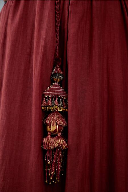 Shop_Torani_Red Gota Patti, Tassels Gulnar Falak Kamarbandh _Online_at_Aza_Fashions