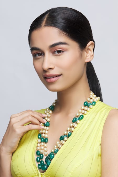 Just Shradhas Bead Layered Necklace 