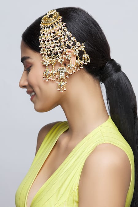 Just Shradhas Kundan Crescent Moon Passa 