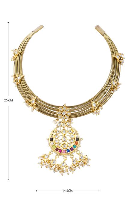 Shop_Just Shradhas_Gold Plated Kundan Pendant Necklace _Online_at_Aza_Fashions
