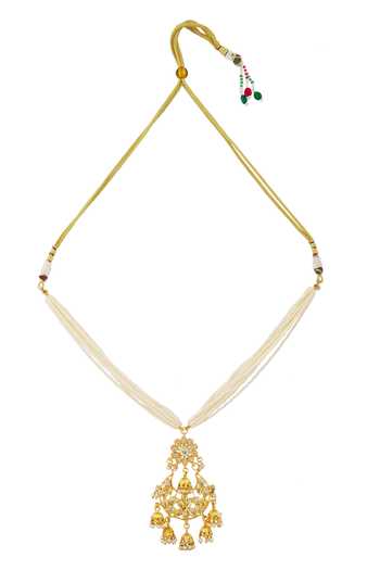 Shop Just Shradhas White Kundan Pendant Necklace at Aza Fashions Shop_Just Shradhas_White Kundan Pendant Necklace _at_Aza_Fashions