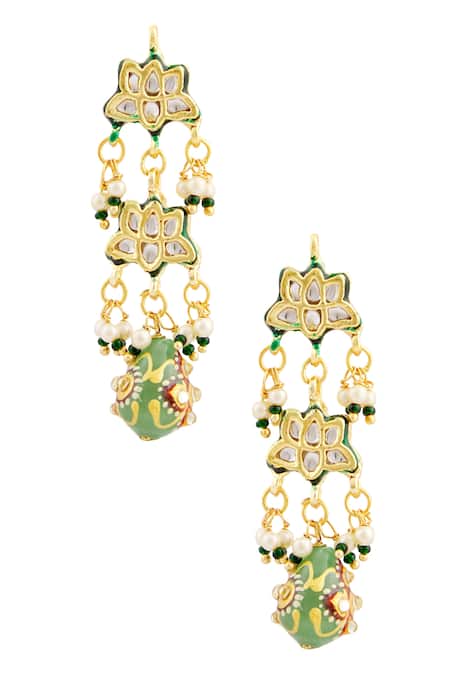 Just Shradhas Kundan Tiered Floral Danglers 