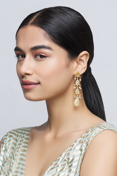 Just Shradhas Kundan Tiered Danglers 