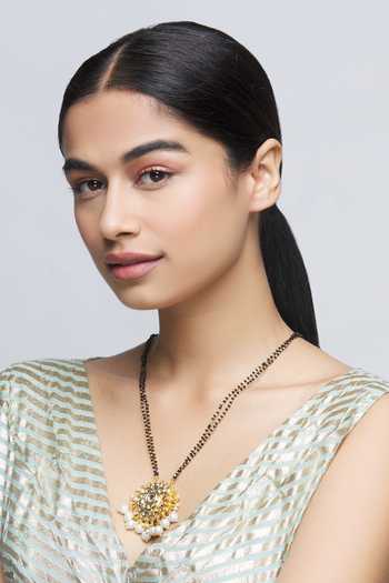 Just Shradhas Gold Plated Kundan Pendant Necklace Online at Aza Fashions Just Shradhas_Gold Plated Kundan Pendant Necklace _Online_at_Aza_Fashions