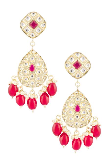 Moh-Maya By Disha Khatri_Gold Plated Pearls, Beads, Diamonds Drop Choker Set _at_Aza_Fashions