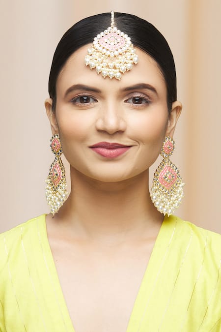 Buy_Moh-Maya By Disha Khatri_Gold Plated Pearls, Metallic Thread Kundan Danglers _Online_at_Aza_Fashions