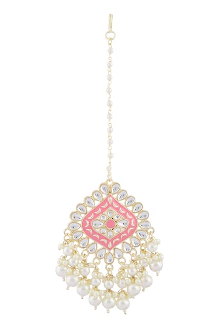 Moh-Maya By Disha Khatri_Gold Plated Pearls, Metallic Thread Kundan Danglers _at_Aza_Fashions