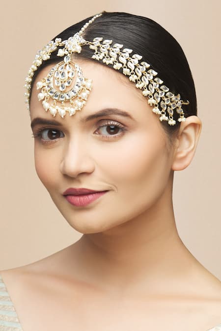 Moh-Maya By Disha Khatri_Gold Plated Kundan Mathapatti _Online_at_Aza_Fashions