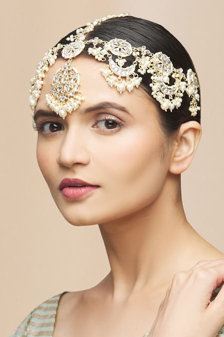 Moh-Maya By Disha Khatri_Gold Plated Kundan Mathapatti _Online_at_Aza_Fashions