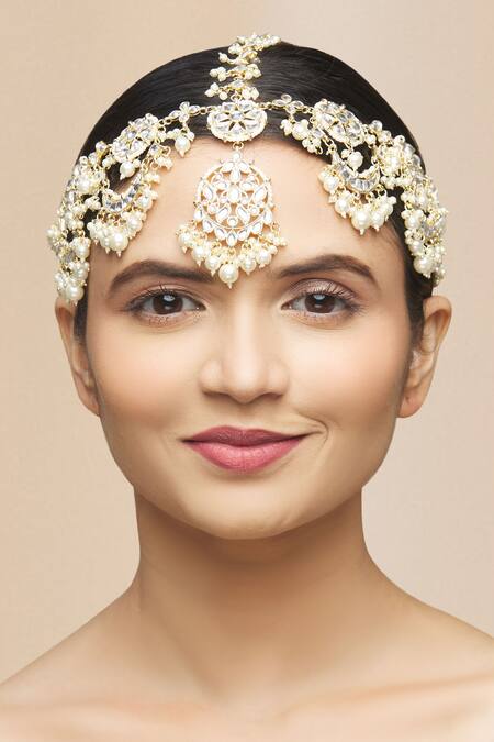 Buy_Moh-Maya By Disha Khatri_Gold Plated Kundan Mathapatti _Online_at_Aza_Fashions