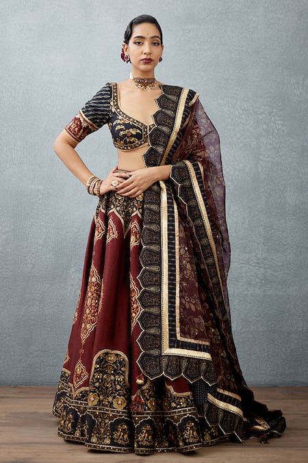 Buy Exquisite Olive green and Maroon Embroidered Lehenga and Blouse With  Dupatta At Shopgarb – Shopgarb Store