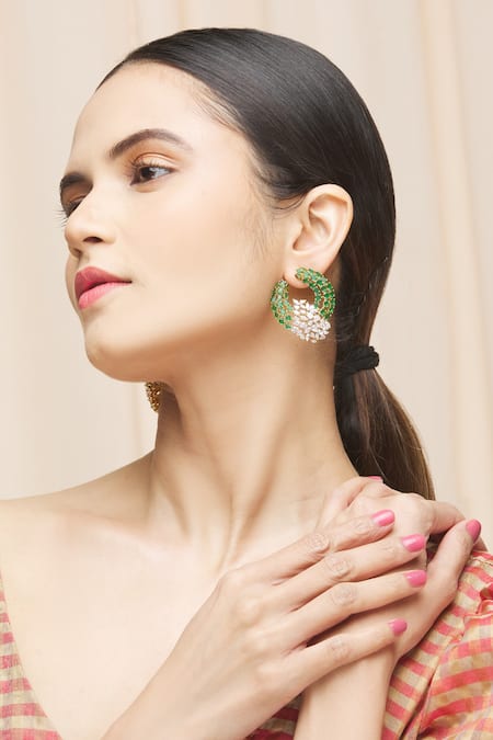 Ananta Jewels Crescent Studs 